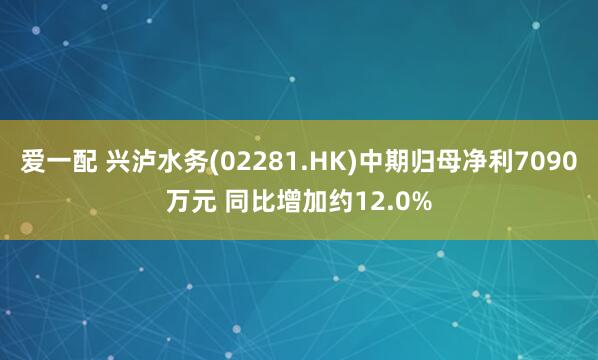 爱一配 兴泸水务(02281.HK)中期归母净利7090万元 同比增加约12.0%